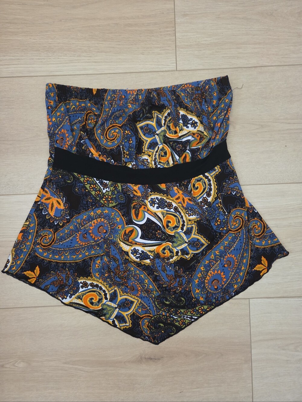 Vintage Y2K Top Strapless Paisley Babydoll Boho Western